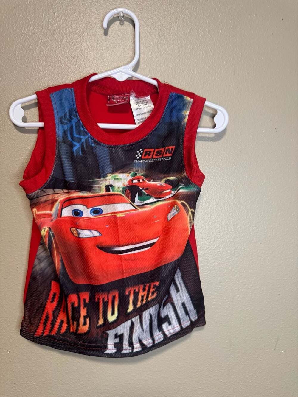 Disney Pixar Cars Lightning McQueen Race To The Finish Tank Top Boys Size 12M